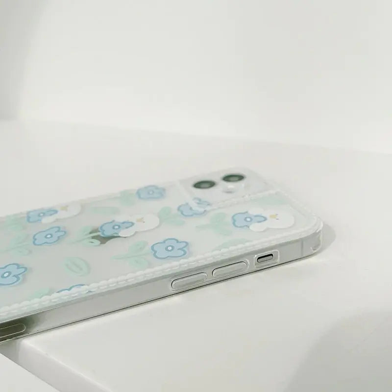 Blue Flower Duck Clear Case