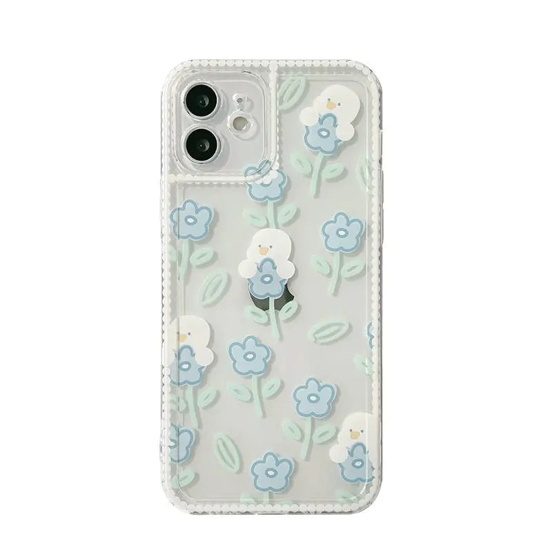 Blue Flower Duck Clear Case