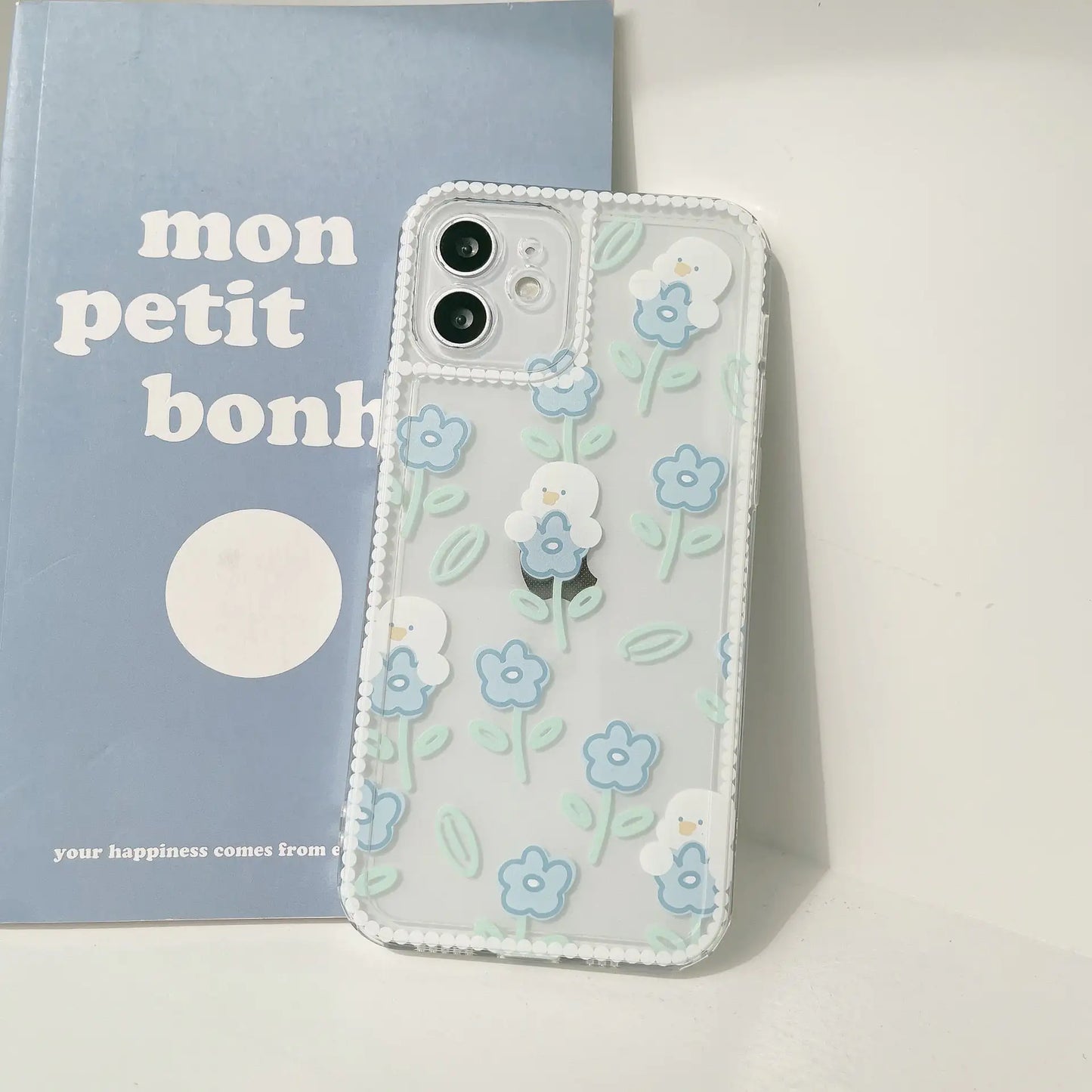 Blue Flower Duck Clear Case