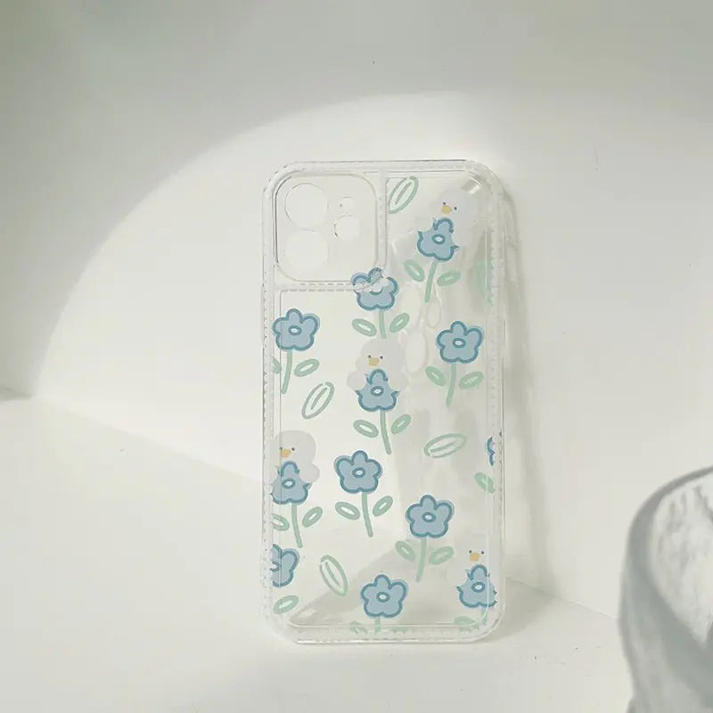 Blue Flower Duck Clear Case