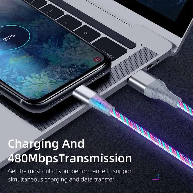 빠른 충전 LED USB C 케이블