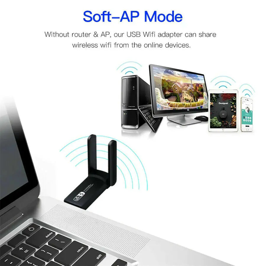 Long Range Dual Band 5GHz Wireless USB Adapter Antennas